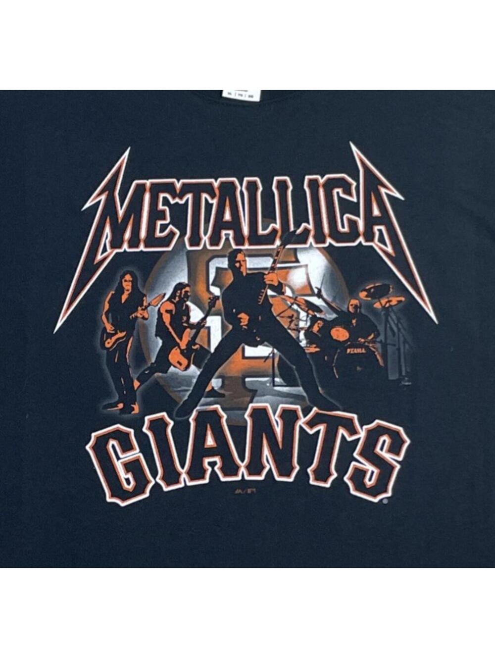 Y2K Metallica x San Francisco Giants T Shirt Black Gildan Ultra Tee Mens Size XL